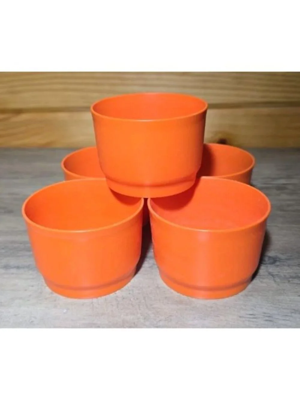 Vintage Tupperware Snack Cups Orange Set of 5 No Lids Stackable Read